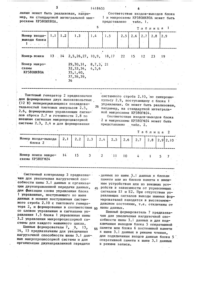 Микропроцессорная система для программного управления технологическими процессами (патент 1418653)