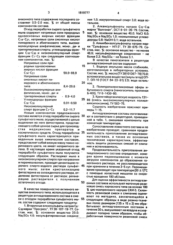 Антиадгезионный состав для обработки резиновых смесей (патент 1819777)