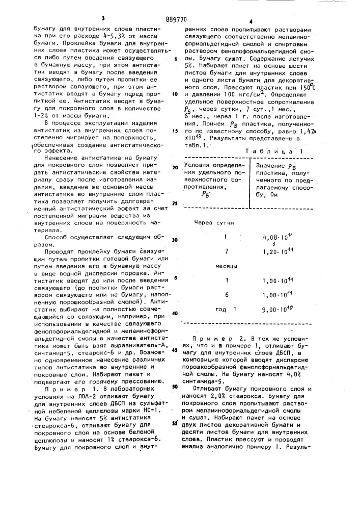 Способ изготовления декоративного бумажного слоистого пластика (патент 889770)