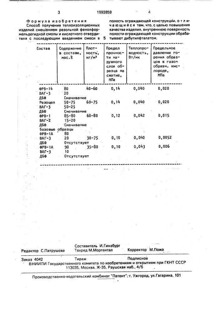 Способ получения теплоизоляционных изделий (патент 1692859)