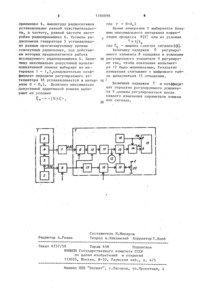 Способ определения помехоустойчивости радиоприемников (патент 1188898)
