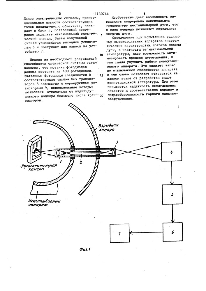 Устройство для исследования нестационарной электрической дуги (патент 1130744)