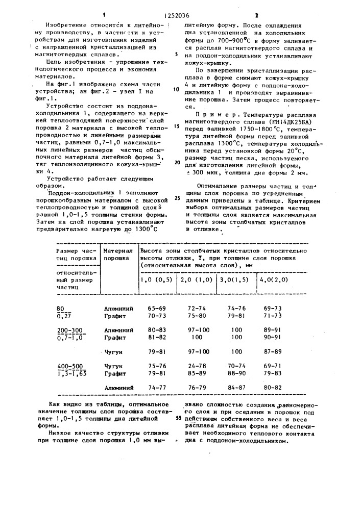 Устройство для литья по выплавляемым моделям направленной кристаллизацией (патент 1252036)