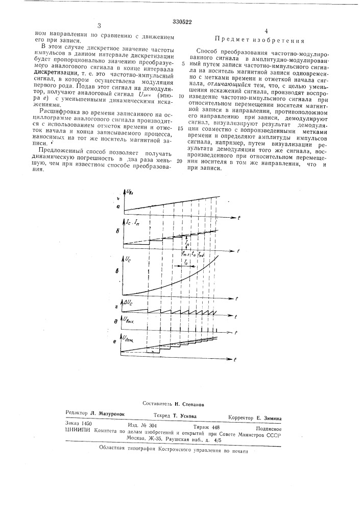 Способ преобразования частотно-модулированного сигнала в амплитудно-модулированный (патент 330522)