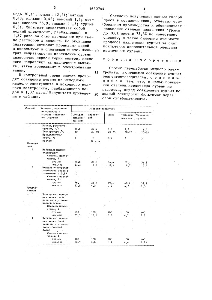Способ переработки медного электролита (патент 1650744)