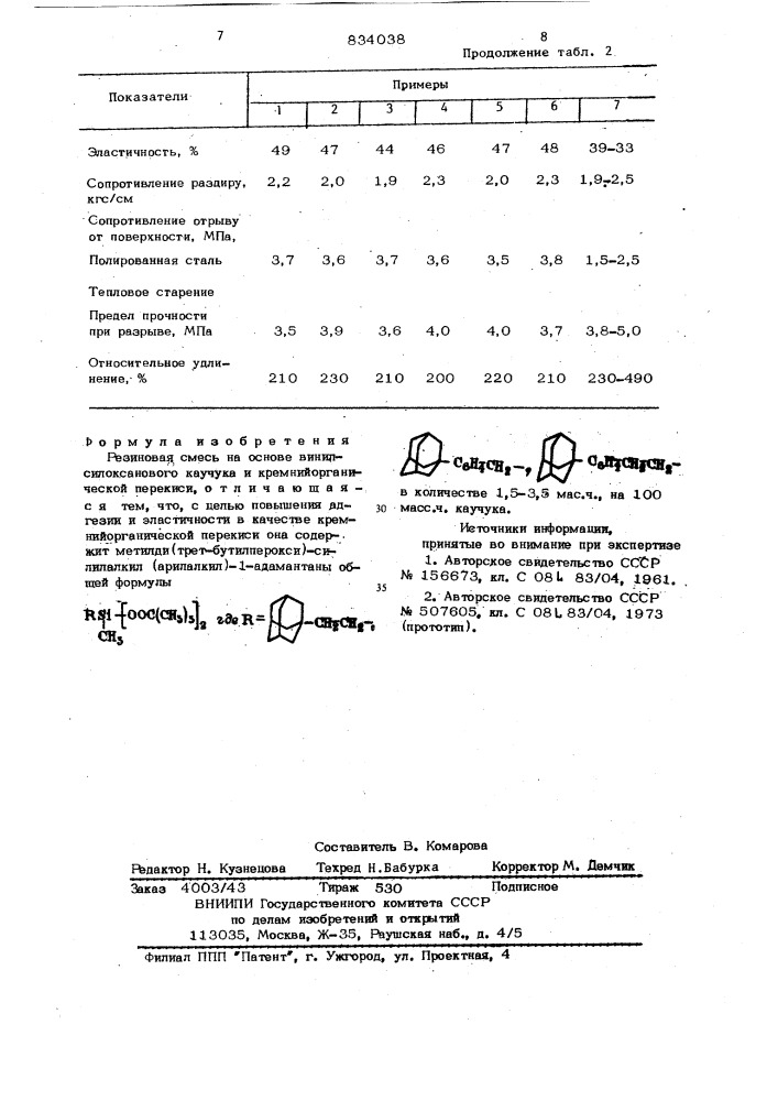 Резиновая смесь на основе винилси-локсанового каучука (патент 834038)