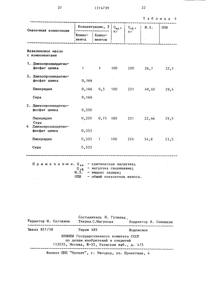 Смазочная композиция (патент 1214739)