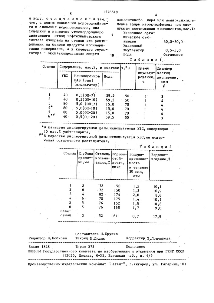 Композиция для защитного покрытия строительных изделий (патент 1576519)