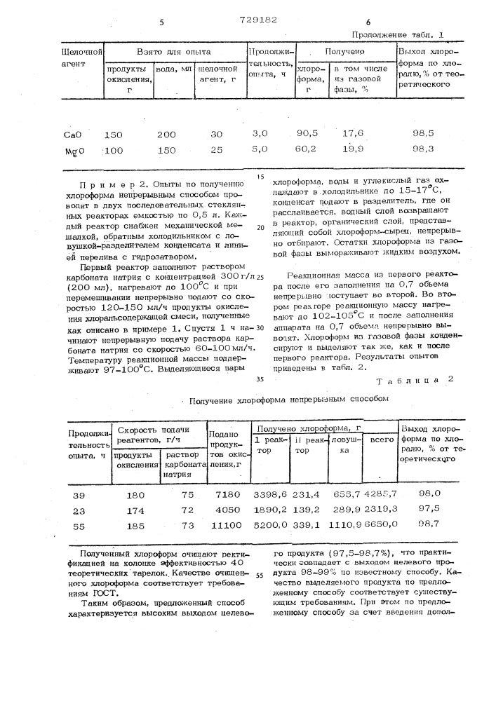 Способ получения хлороформа (патент 729182)