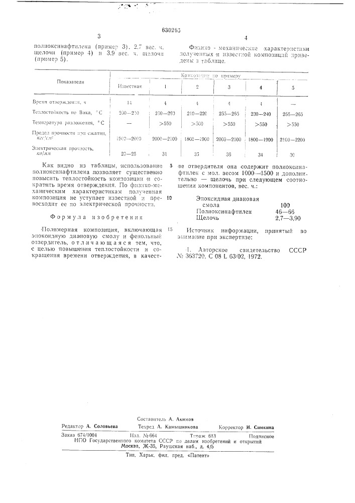 Полимерная композиция (патент 630265)