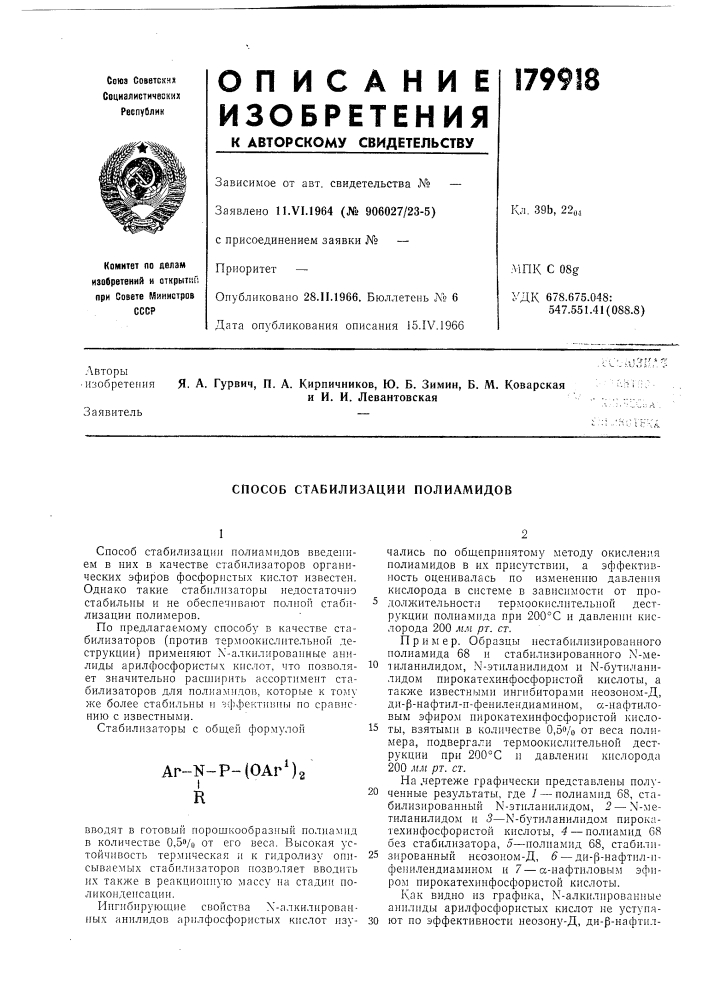 Способ стабилизации полиамидов (патент 179918)