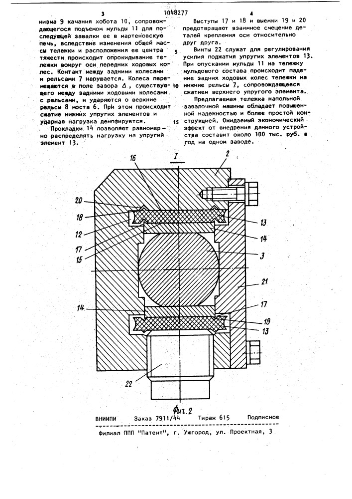 Тележка напольной завалочной машины (патент 1048277)