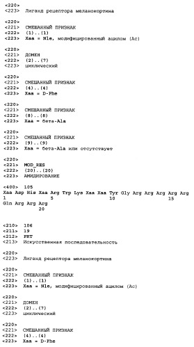 Лиганды рецепторов меланокортинов (патент 2401841)
