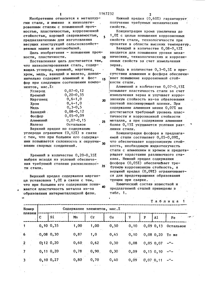 Низколегированная сталь (патент 1167232)