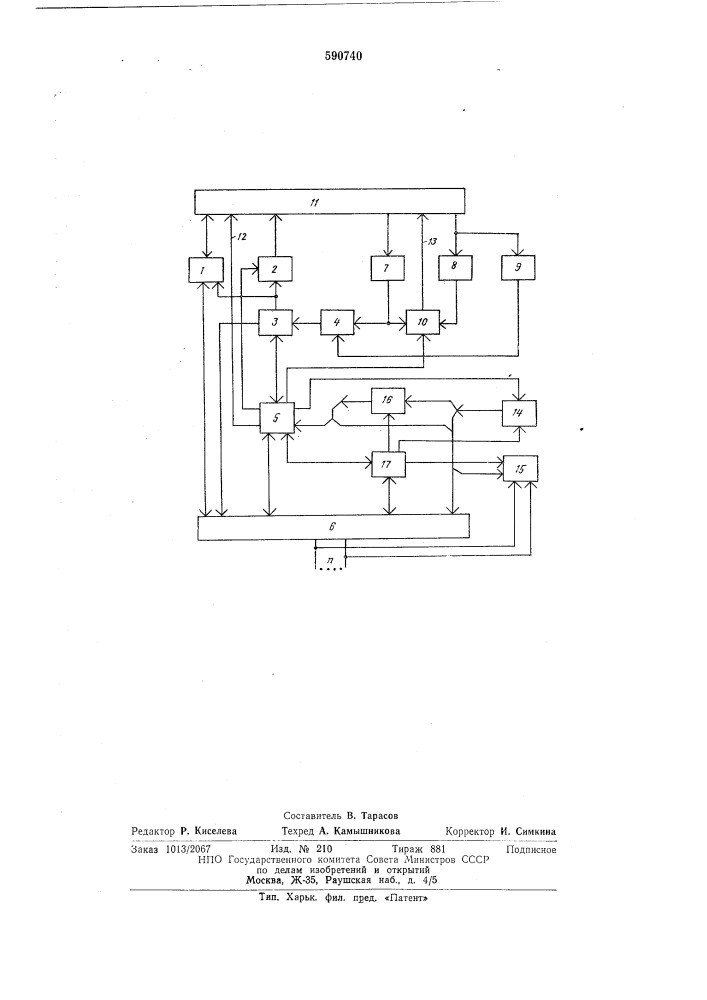 Устройство для сопряжения мультипрограммной электронной вычислительной машины с группой каналов связи (патент 590740)
