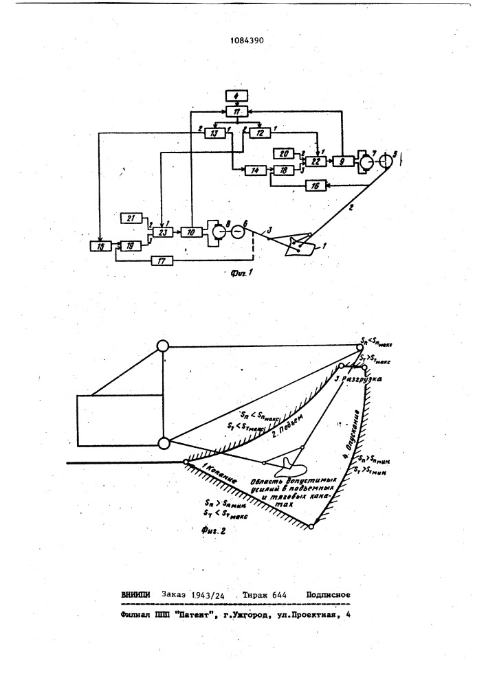 Способ управления движением ковша драглайна и устройство для его осуществления (патент 1084390)