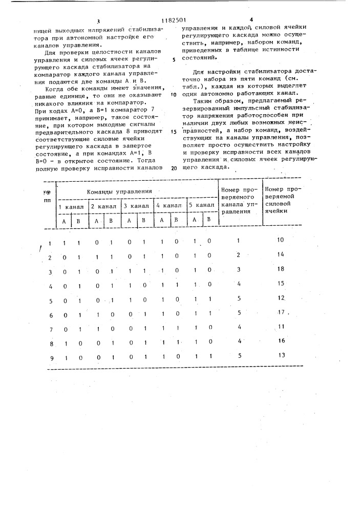 Импульсный резервированный стабилизатор напряжения (патент 1182501)