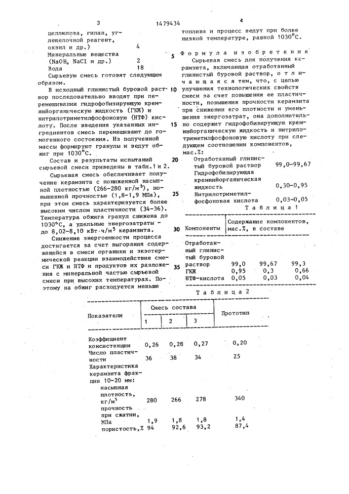 Сырьевая смесь для получения керамзита (патент 1479434)