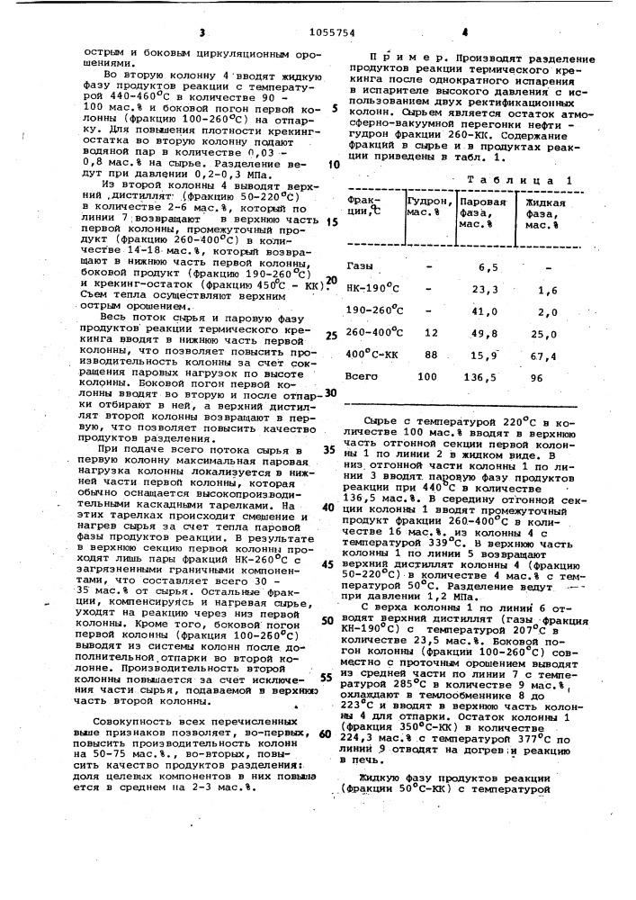 Способ разделения продуктов термического крекинга (патент 1055754)