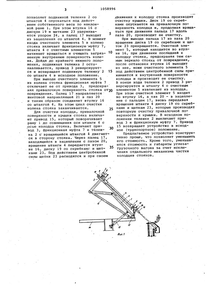 Устройство для чистки стояков коксовых печей (патент 1058996)