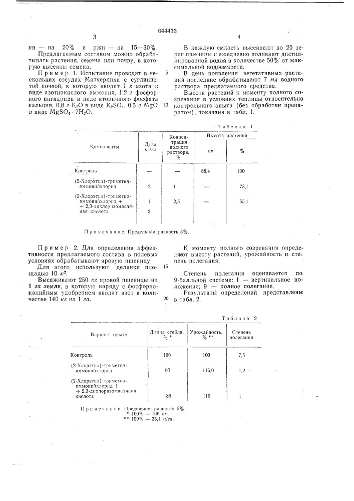 Средство для регулирования роста растений (патент 644433)