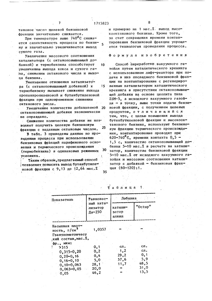 Способ переработки вакуумного газойля (патент 1715823)