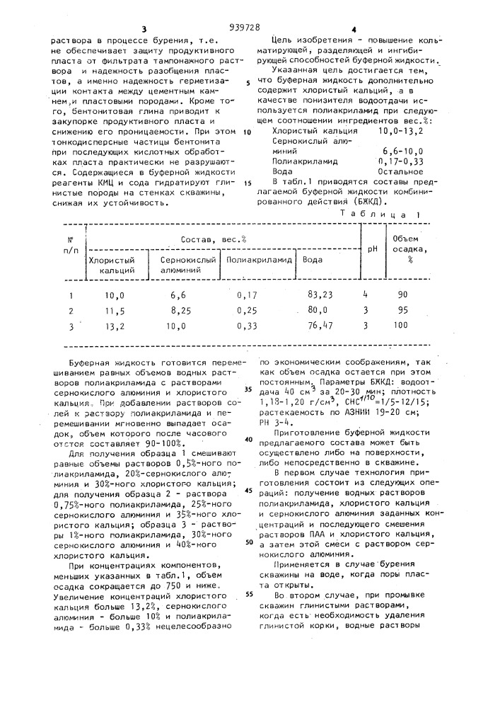 Буферная жидкость комбинированного действия (патент 939728)