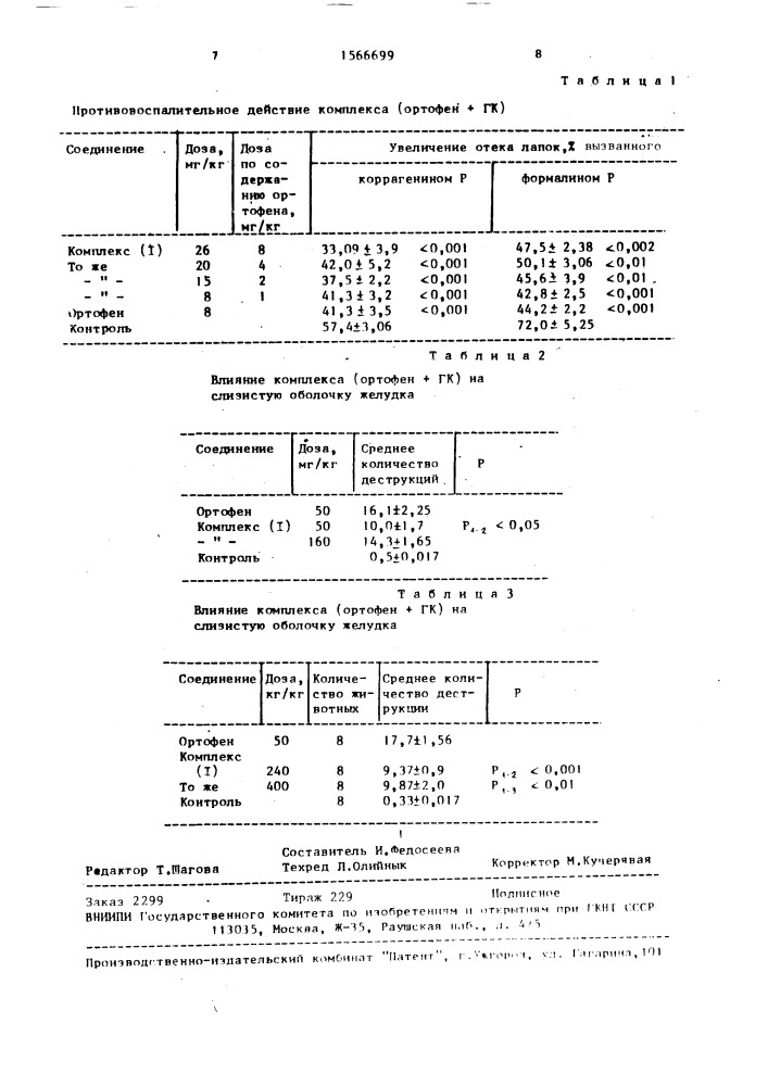 Комплексное соединение натриевой соли 2-[(2,6-дихлорфенил)- амино]фенилуксусной кислоты с глицирризиновой кислотой, проявляющее противовоспалительную активность (патент 1566699)