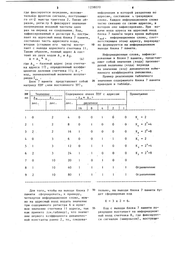 Умножитель частоты (патент 1238070)