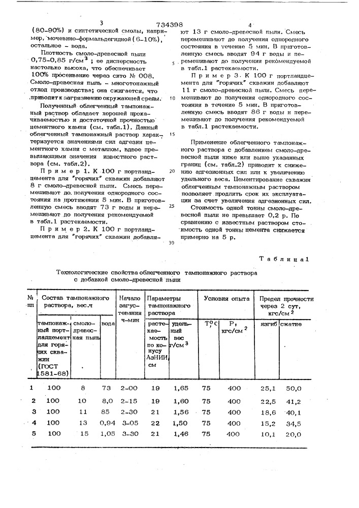 Облегченный тампонажный раствор (патент 734398)