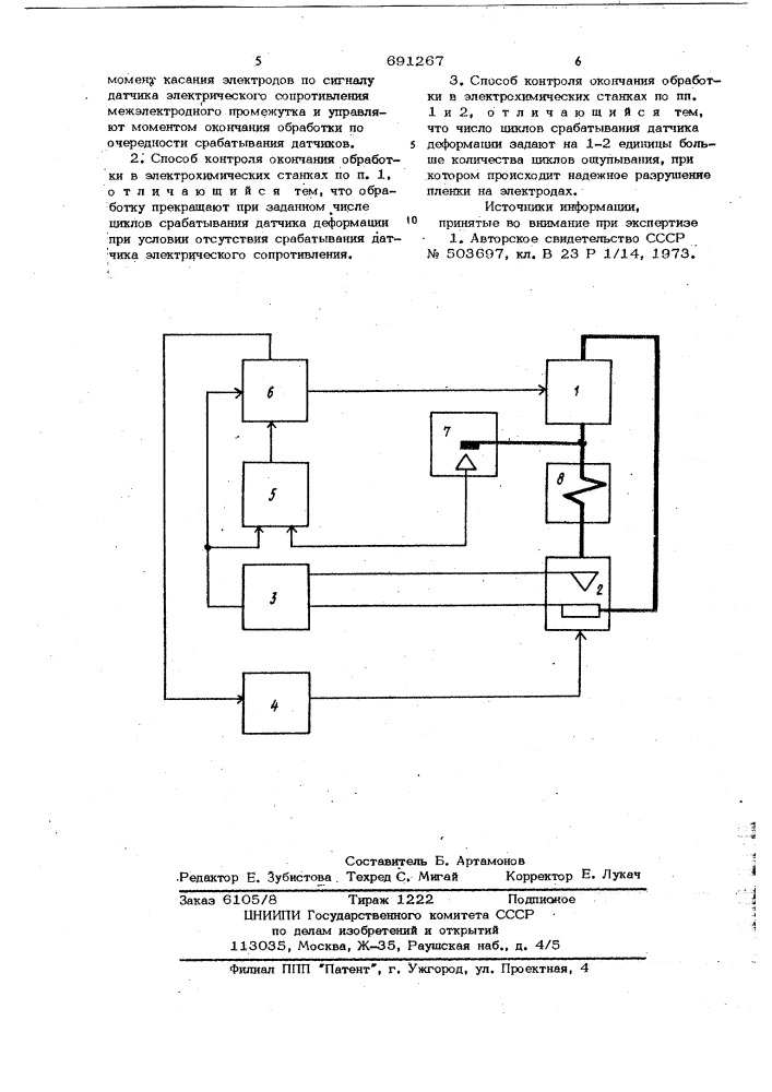 Способ контроля окончания обработки в электрохимических станках (патент 691267)