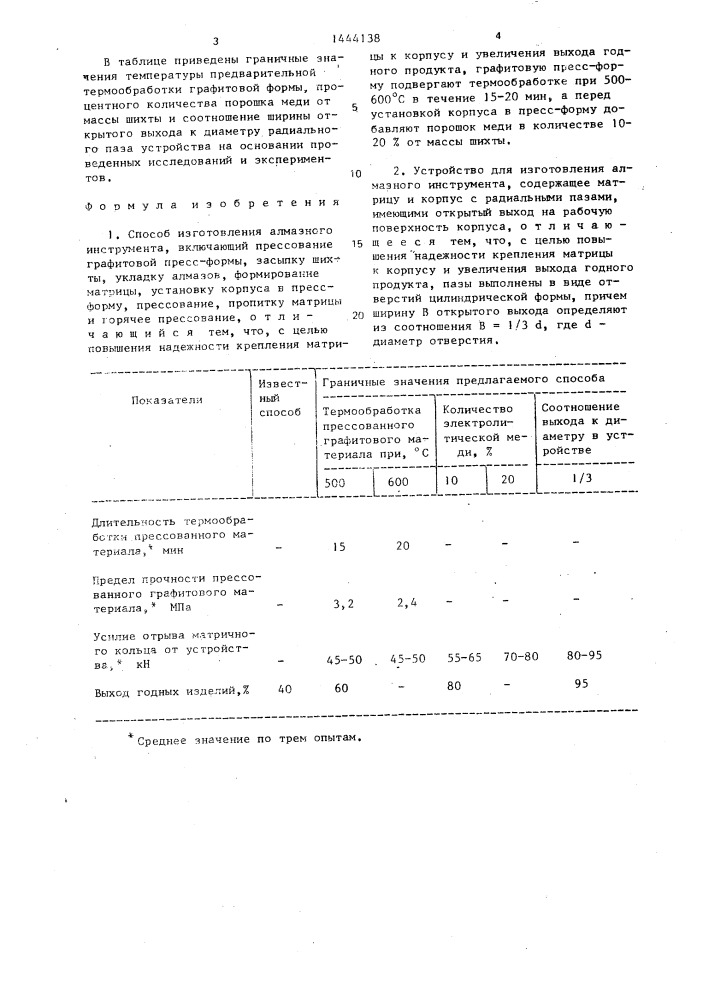 Способ изготовления алмазного инструмента и устройство для его осуществления (патент 1444138)