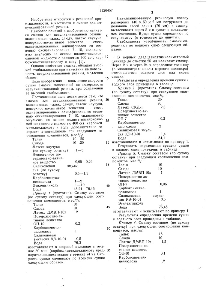 Смазка для невулканизованной резины (патент 1126457)