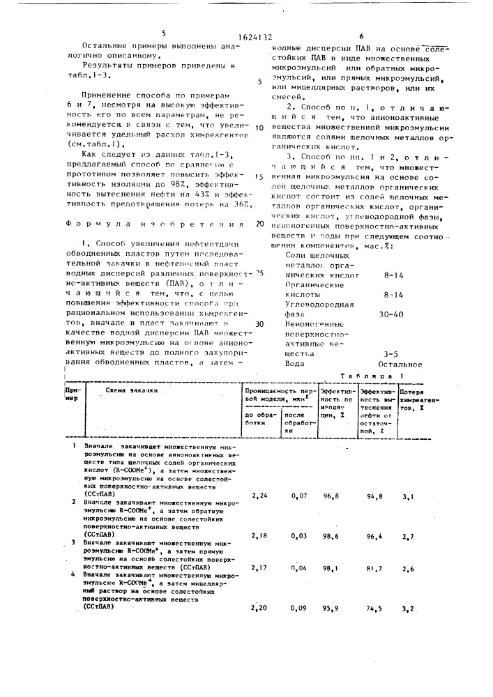 Способ увеличения нефтеотдачи обводненных пластов (патент 1624132)