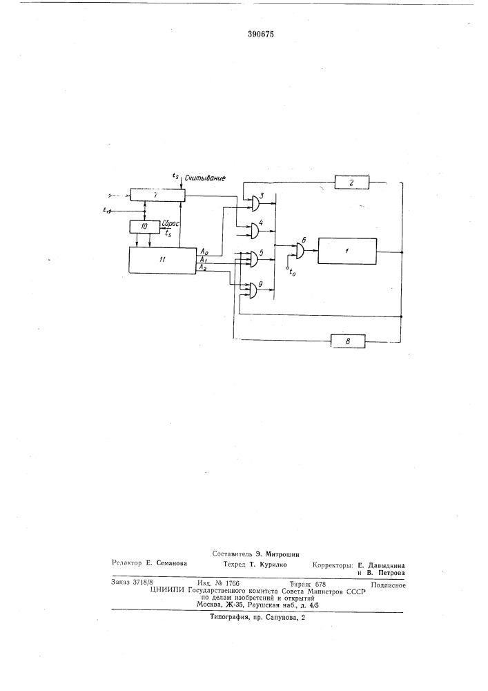 Устройство для временного сжатия квантованных во времени сигналов от магнитного носителя с нестабильной скоростью движения (патент 390675)