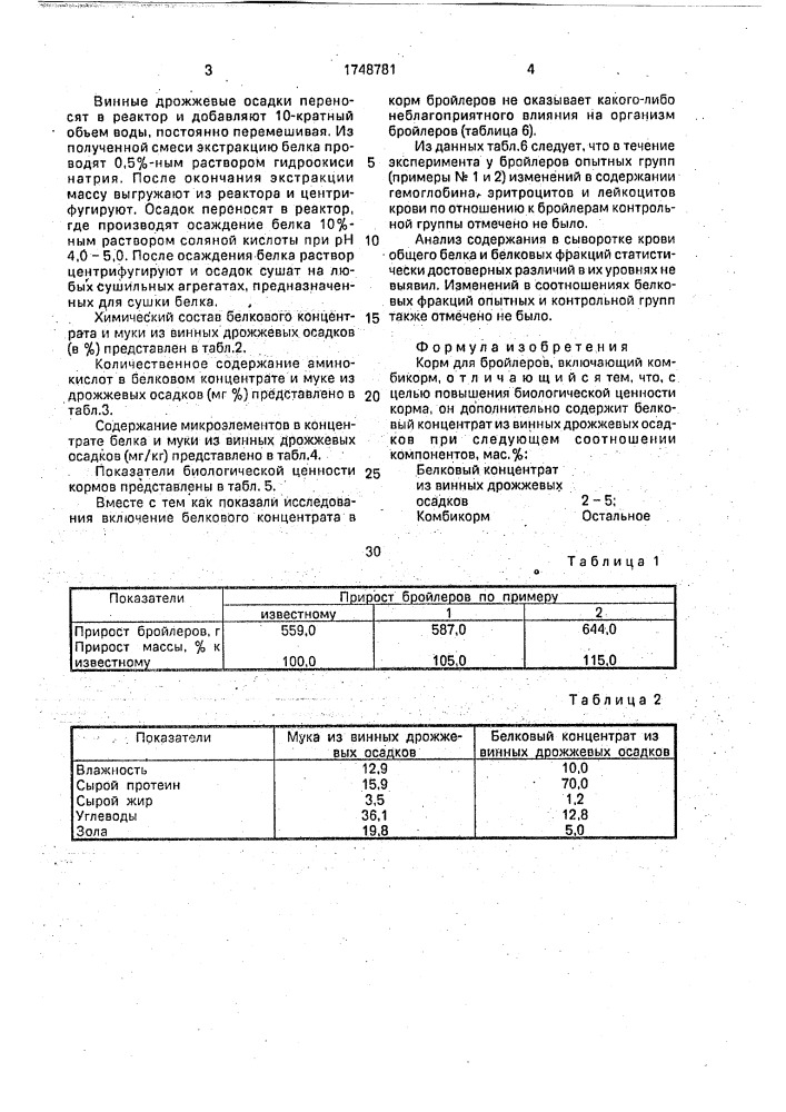 Корм для бройлеров (патент 1748781)