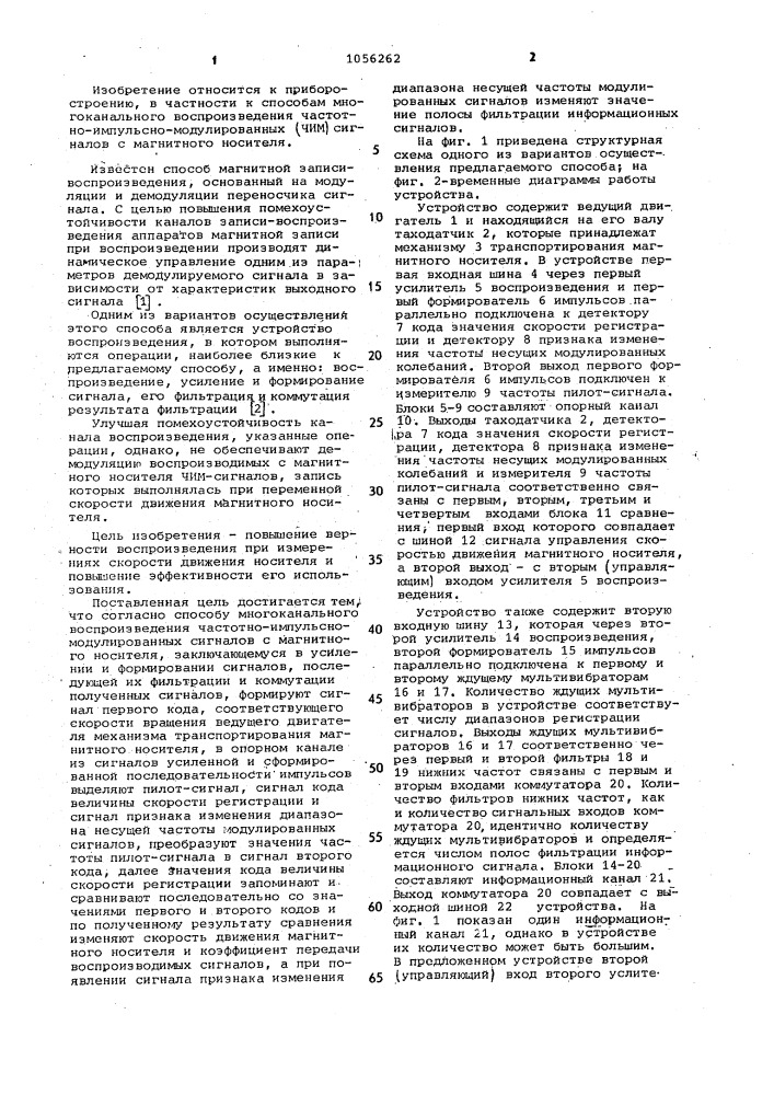 Способ многоканального воспроизведения частотно-импульсно- модулированных сигналов с магнитного носителя (патент 1056262)