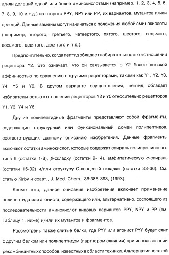 Способ модификации пищевого поведения и применение pyy или его агониста в качестве средства для модификации пищевого поведения (патент 2317104)