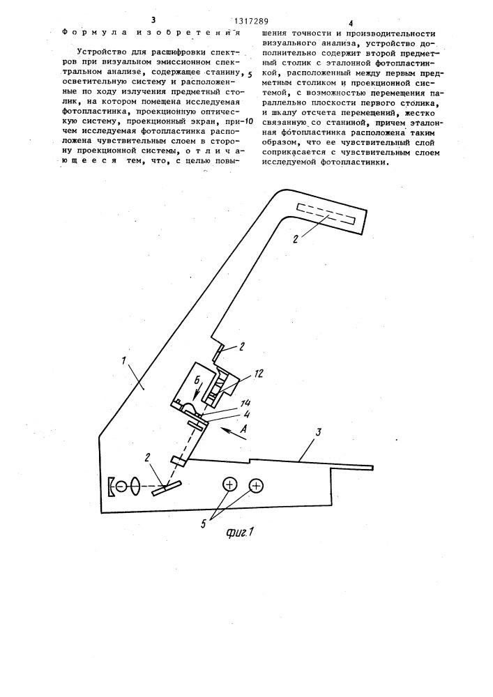 Устройство для расшифровки спектров при визуальном эмиссионном спектральном анализе (патент 1317289)