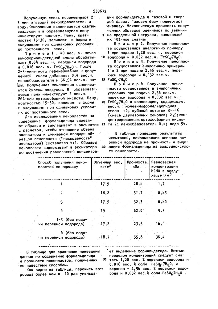 Способ получения мочевиноформальдегидного пенопласта (патент 933672)