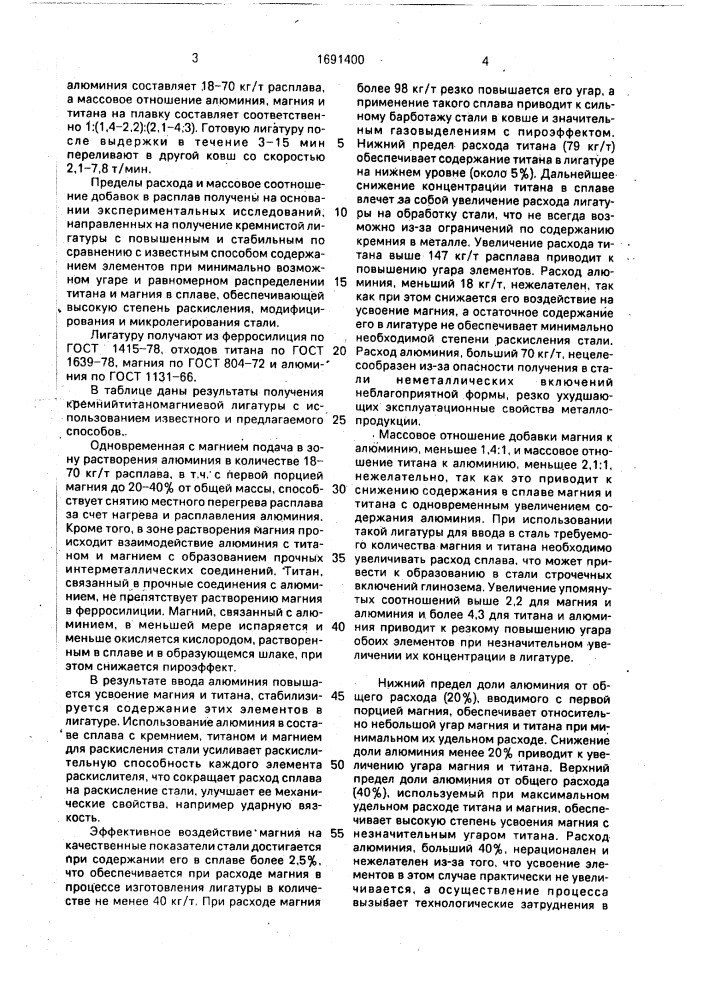 Способ внепечного получения кремнийтитаномагниевой лигатуры (патент 1691400)