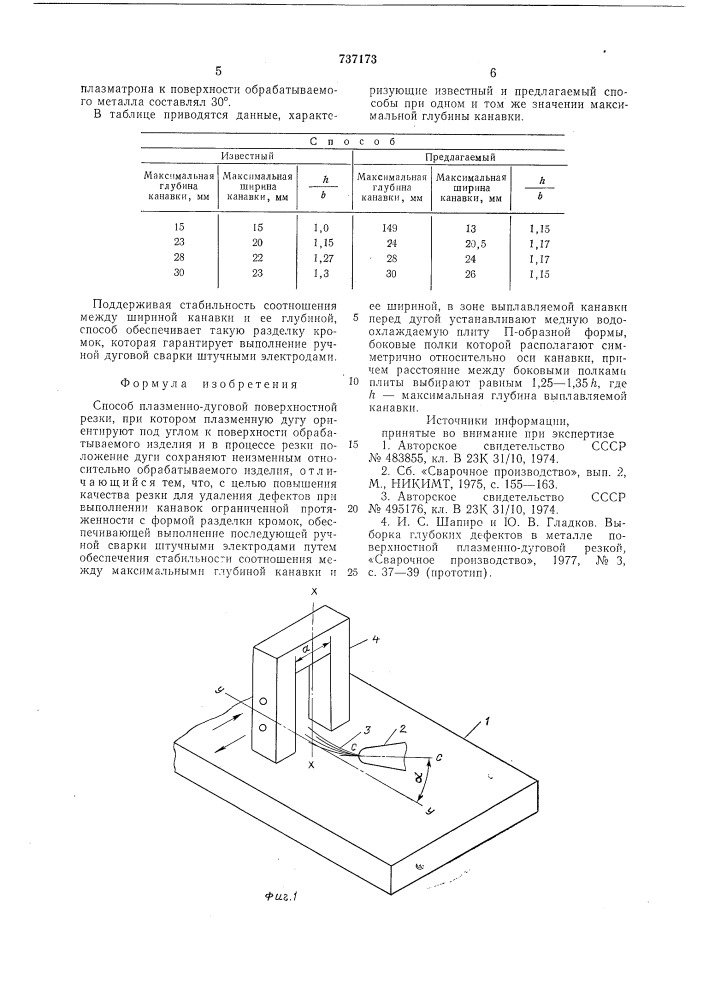 Способ плазменно-дуговой поверхностной резки (патент 737173)