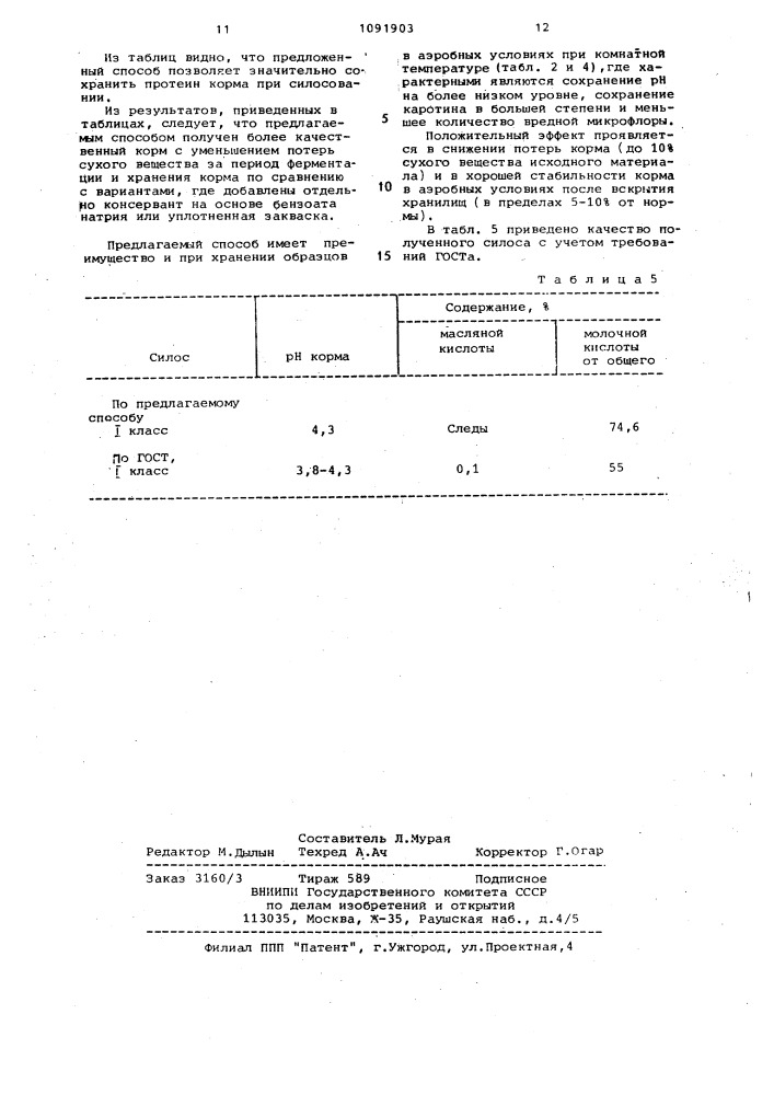 Способ силосования зеленых кормов (патент 1091903)