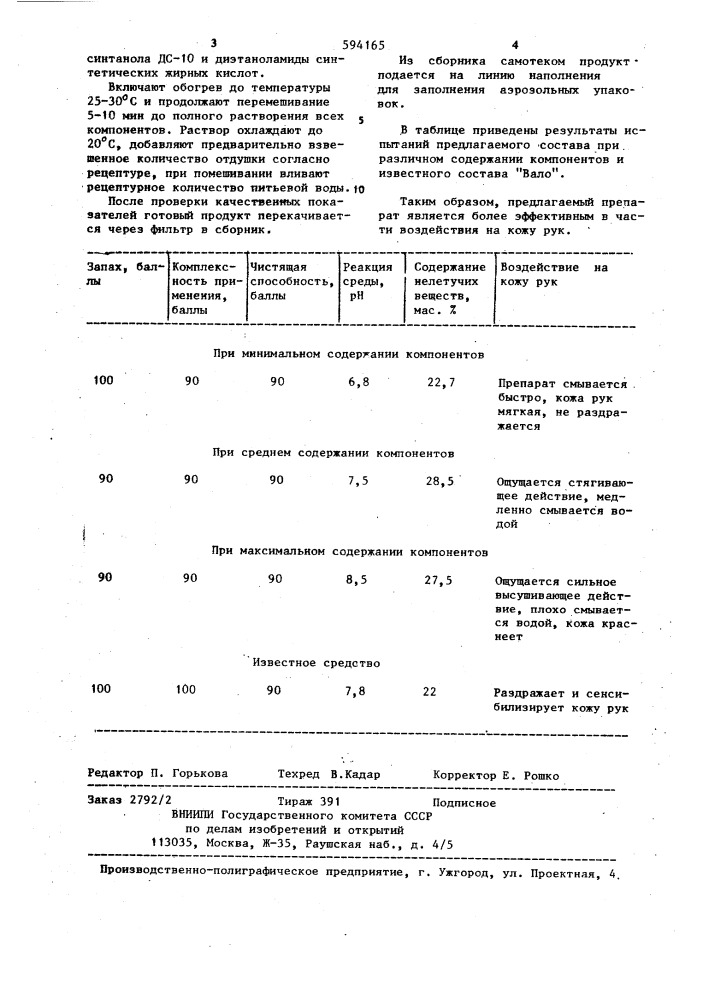 Средство для очистки рук (патент 594165)