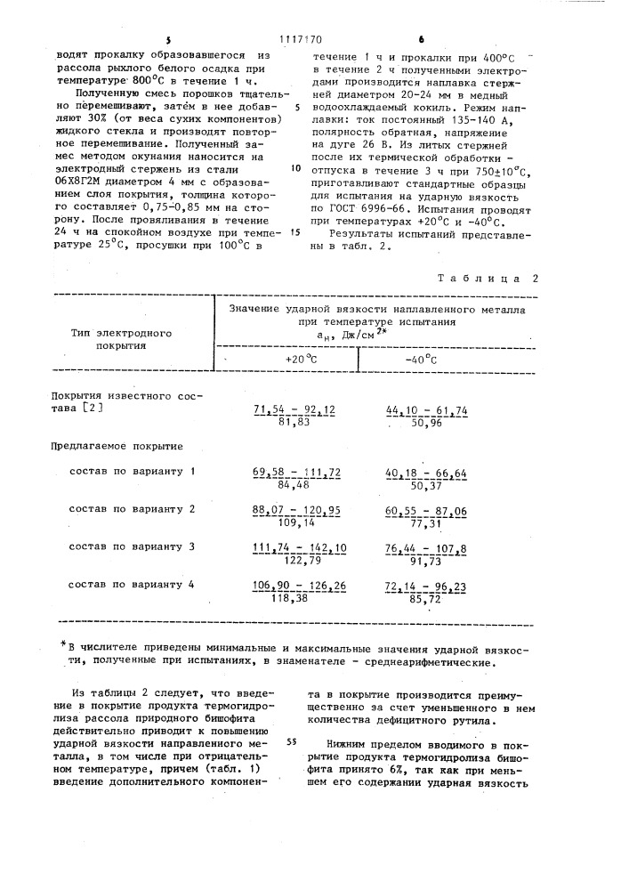 Состав электродного покрытия (патент 1117170)