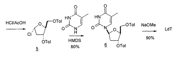 Синтез  -l-2&#39;-дезоксинуклеозидов (патент 2361875)