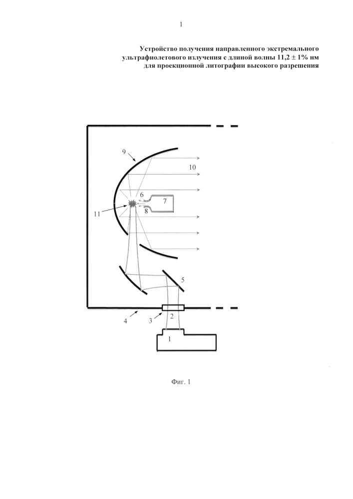 Устройство получения направленного экстремального ультрафиолетового излучения с длиной волны 11,2 нм ±1% для проекционной литографии высокого разрешения (патент 2633726)