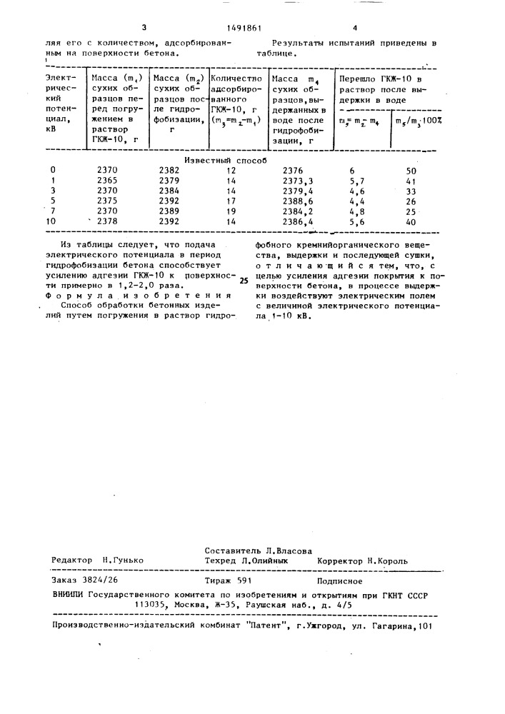 Способ обработки бетонных изделий (патент 1491861)