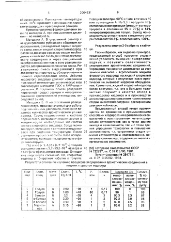 Способ получения замещенных в ядро монохлорпроизводных ароматических углеводородов (патент 2004531)
