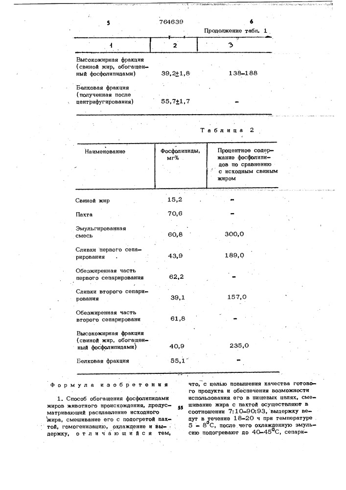 Способ обогащения фосфолипидами жиров животного происхождения (патент 764639)